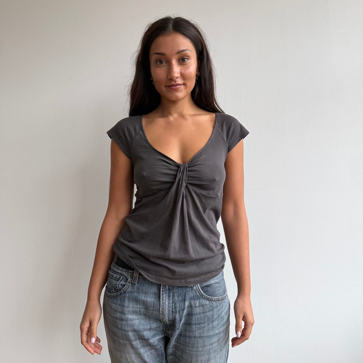 Grey twist front top - Size S