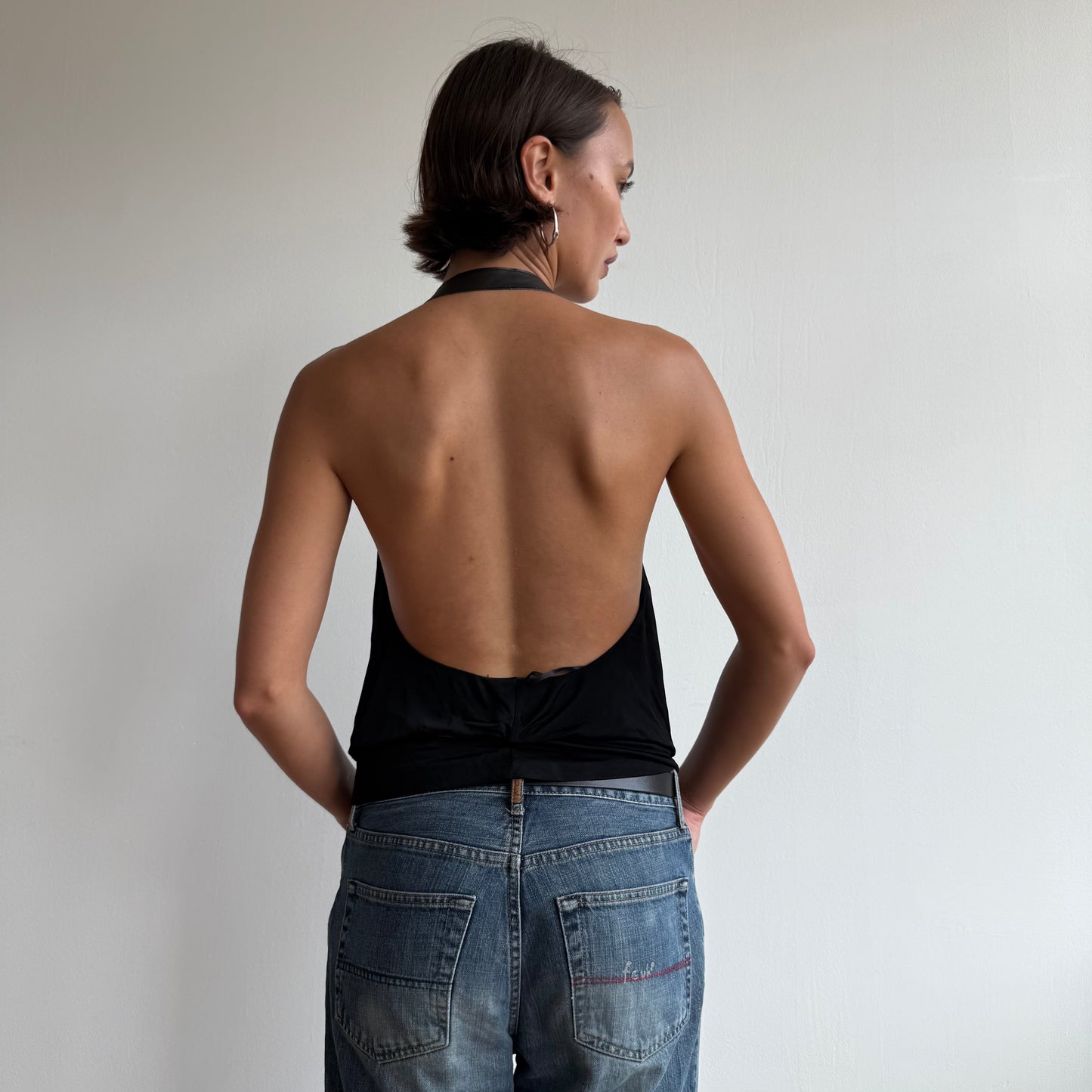 Miss Sixty black leather halter top - Size M