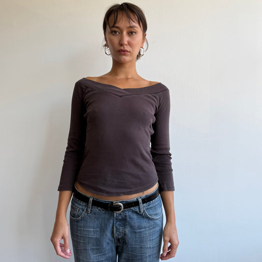 Brown 3/4 sleeve top - Size S