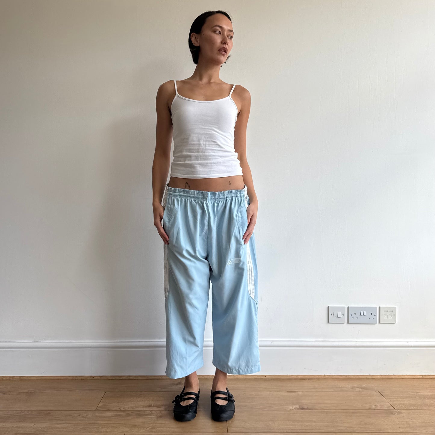 Baby blue Adidas capris - Size L