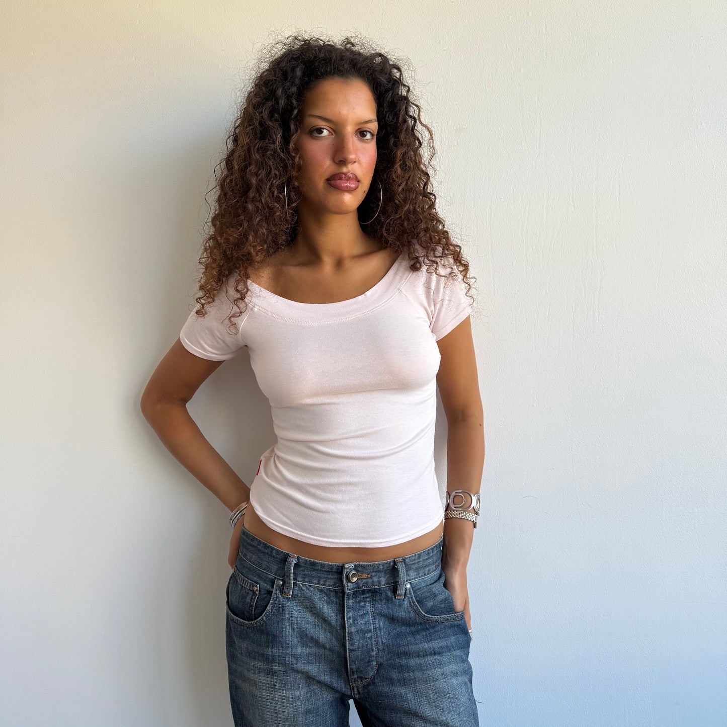 Pink bardot top - Size S/M