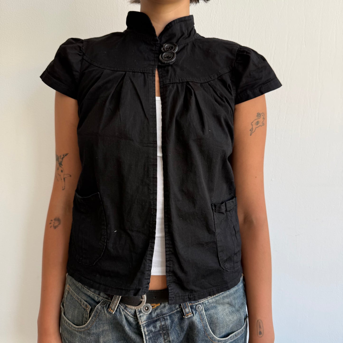 Black short sleeve peacoat - Size S