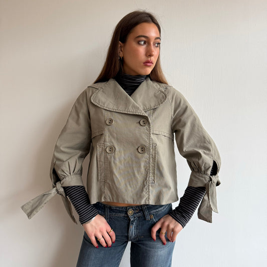 Khaki tie sleeve peacoat - Size M