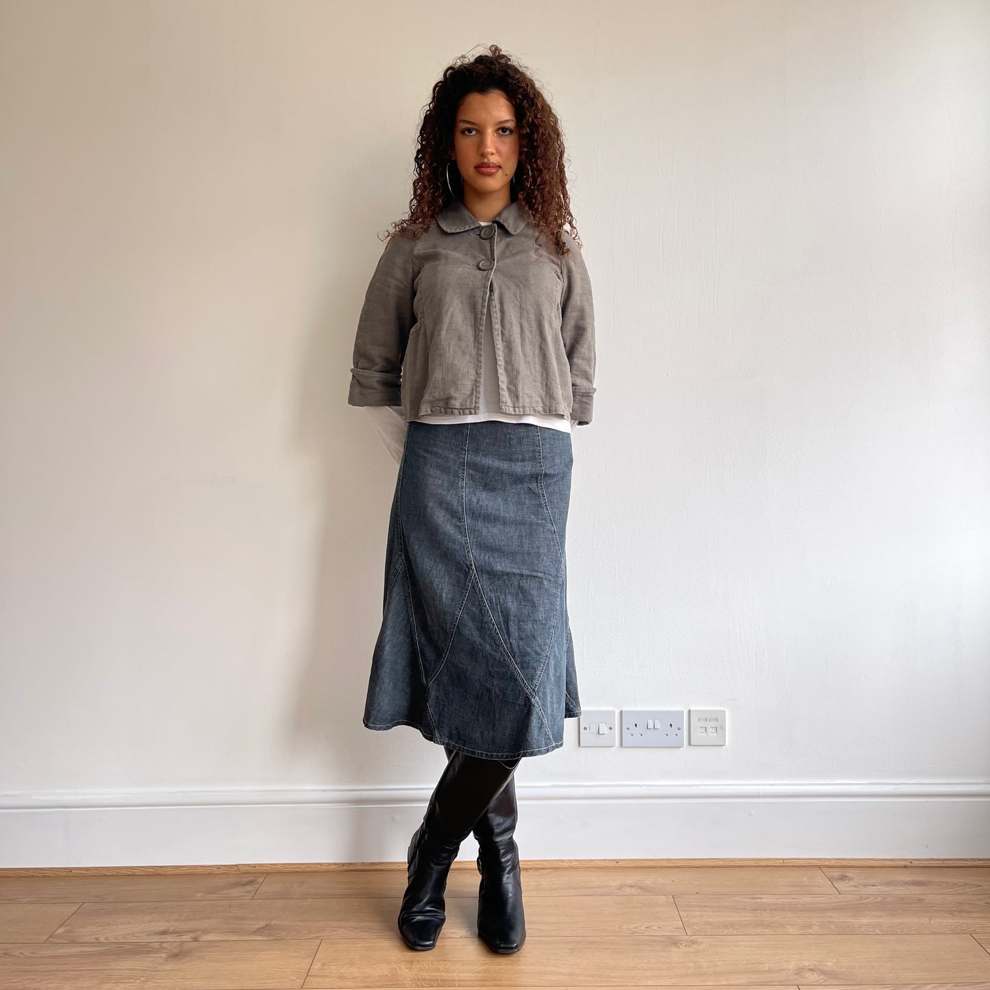 Grey linen peacoat - Size S