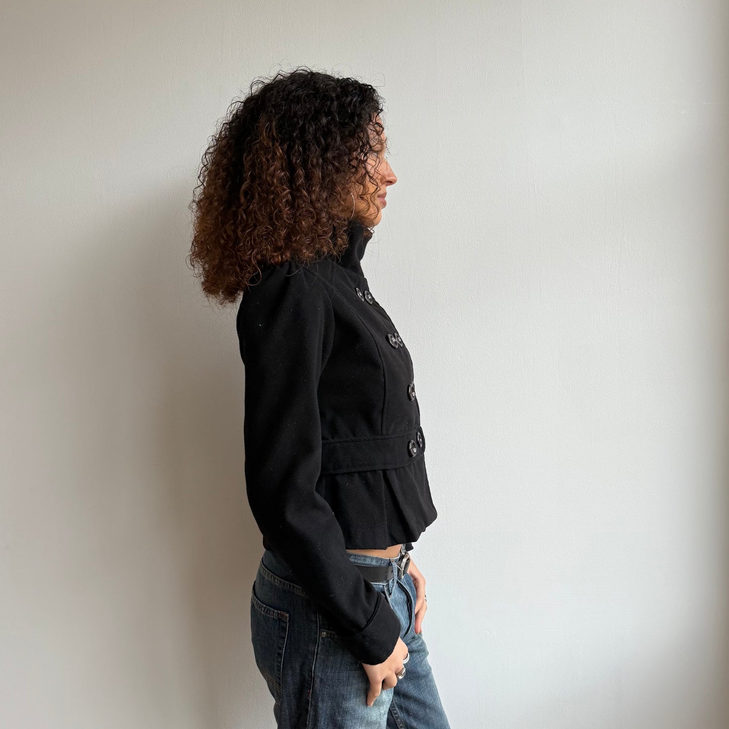 Black bow peacoat - Size M