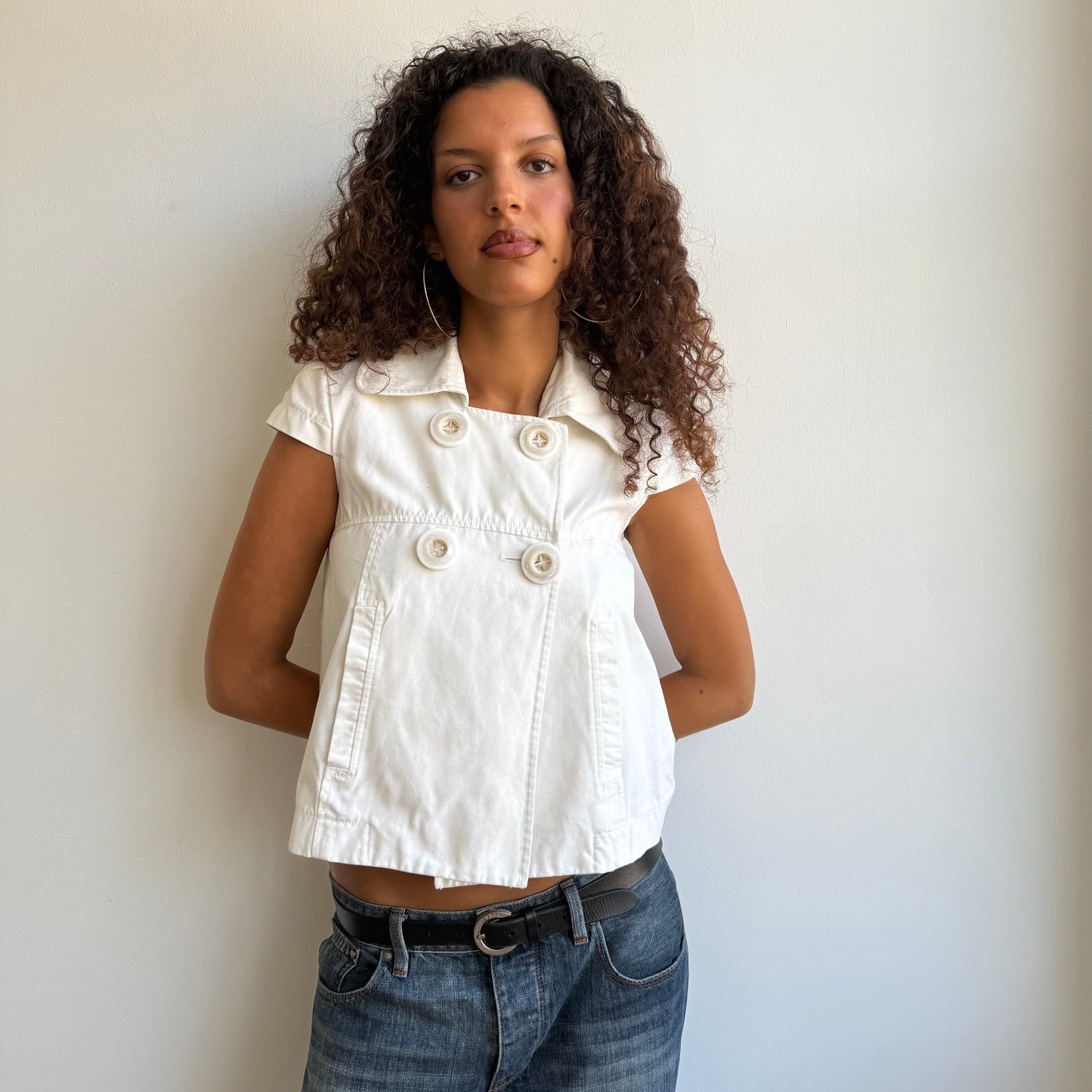 White short sleeve peacoat - Size S