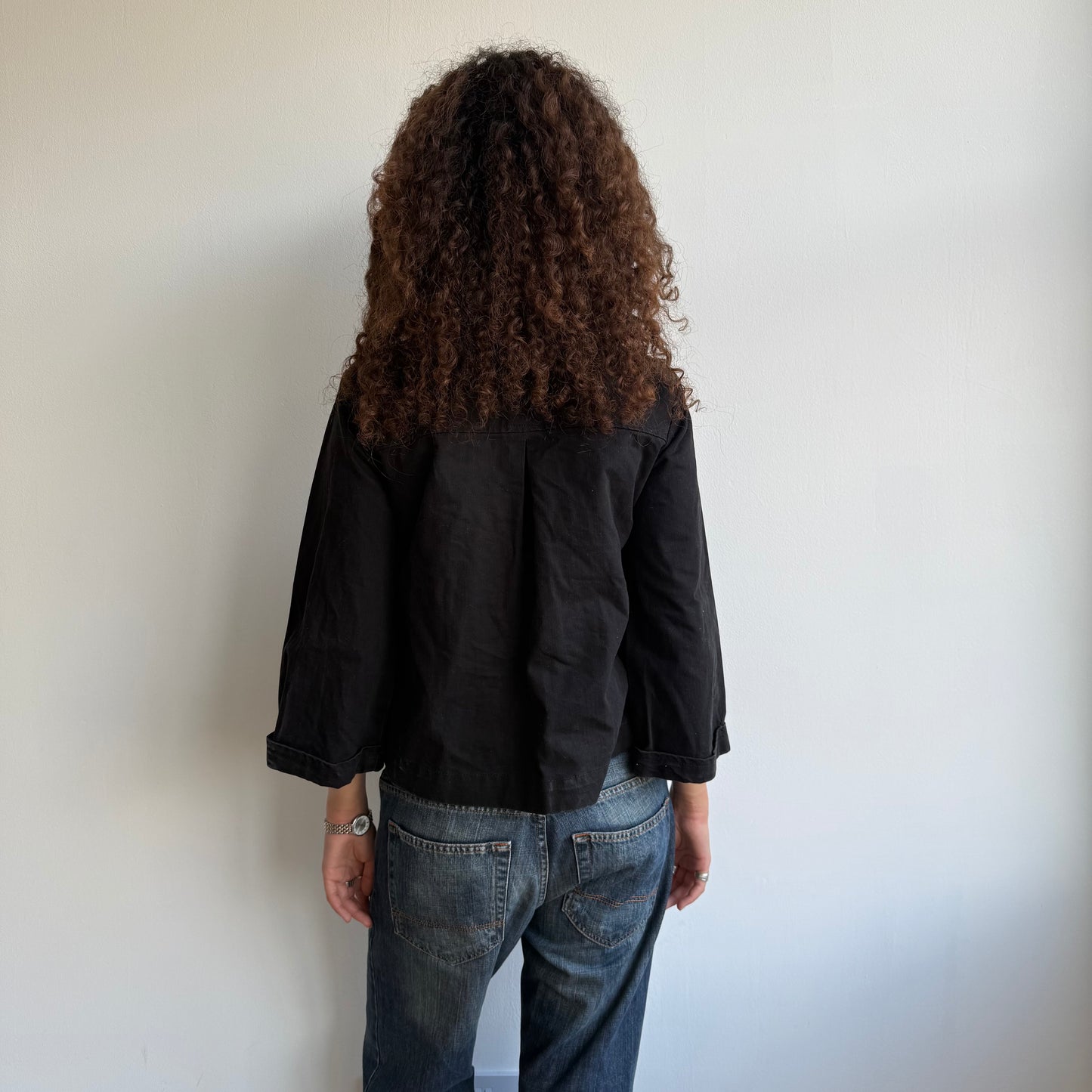 Black 3/4 sleeve peacoat - Size S