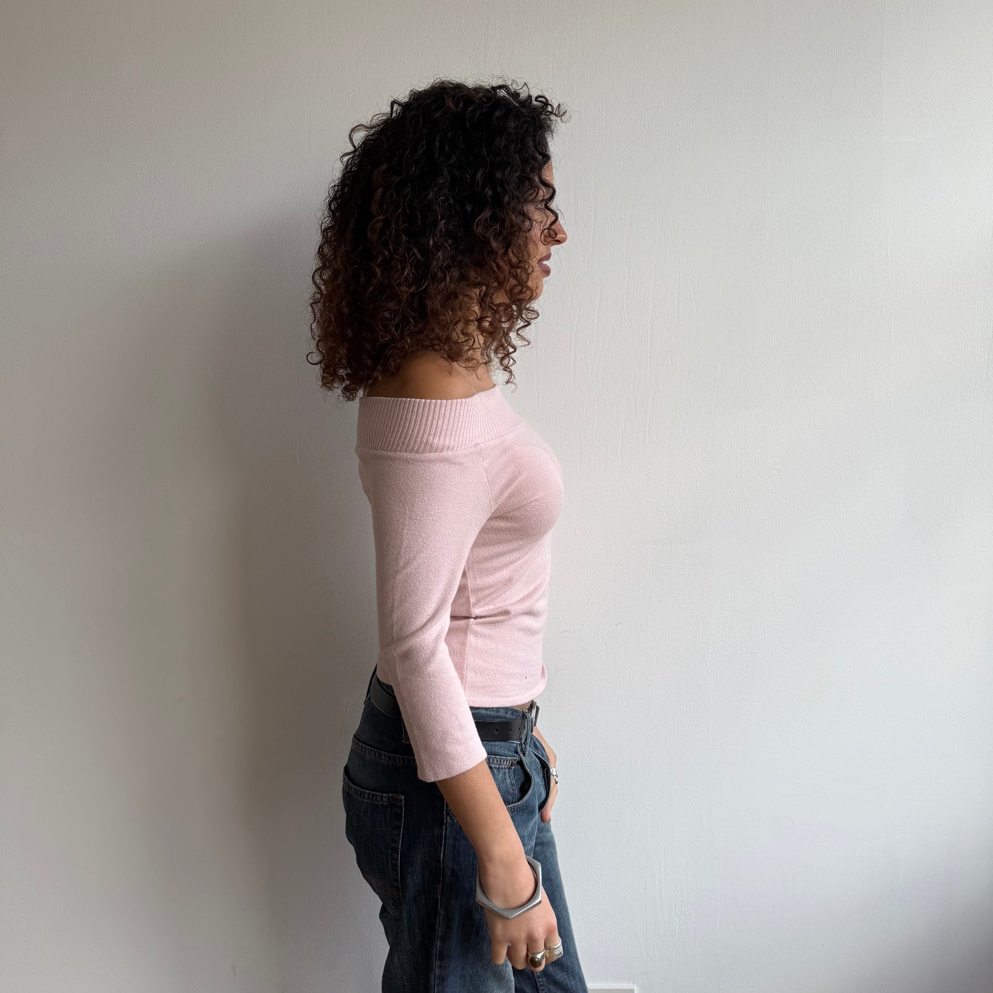 Pink 3/4 sleeve buttonknit - Size S