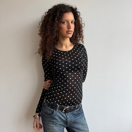 Polka dot mesh top - Size S