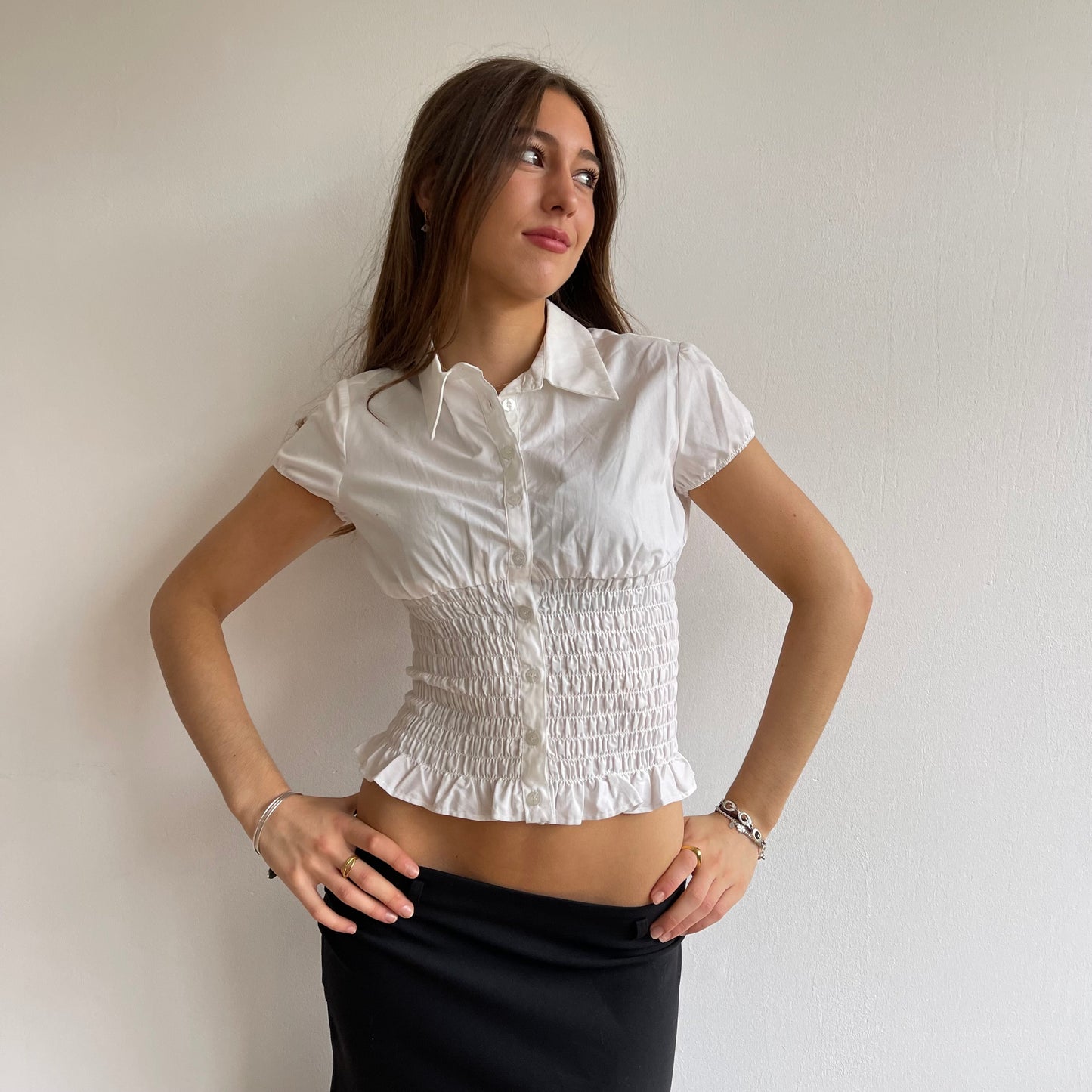 White ruched shirt - Size S