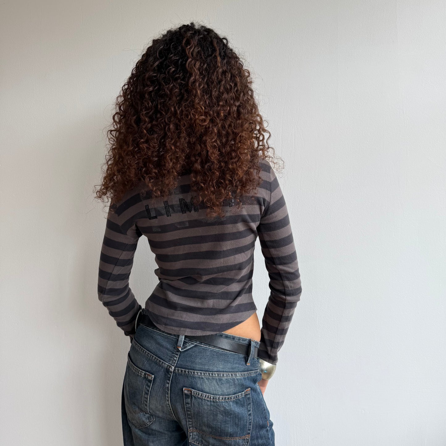 Brown + black striped top - Size S