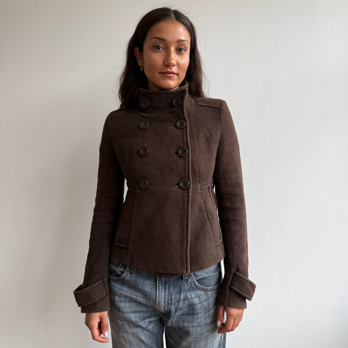 Brown double breasted peacoat - Size S