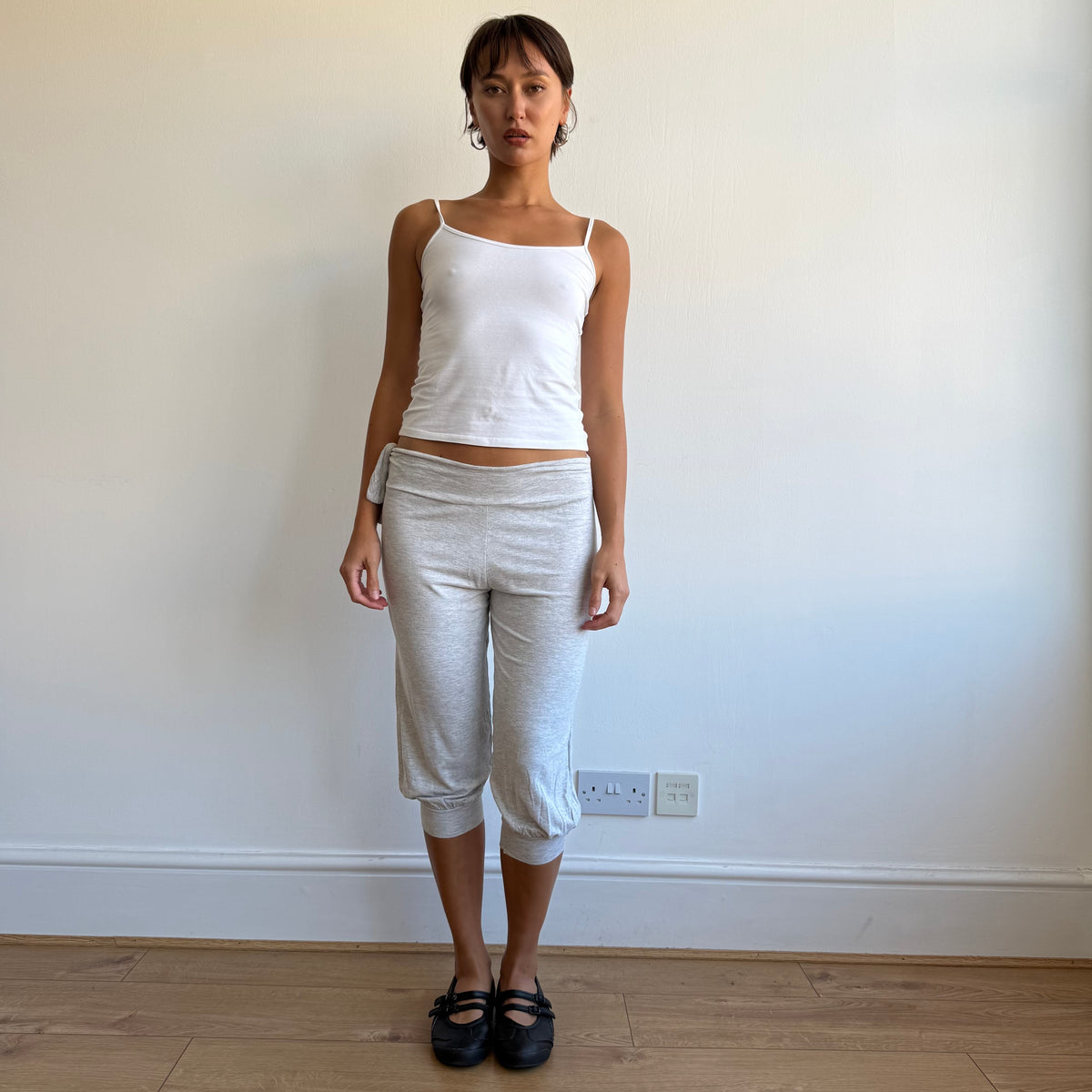 Grey tie waist bubble capris - Size XS