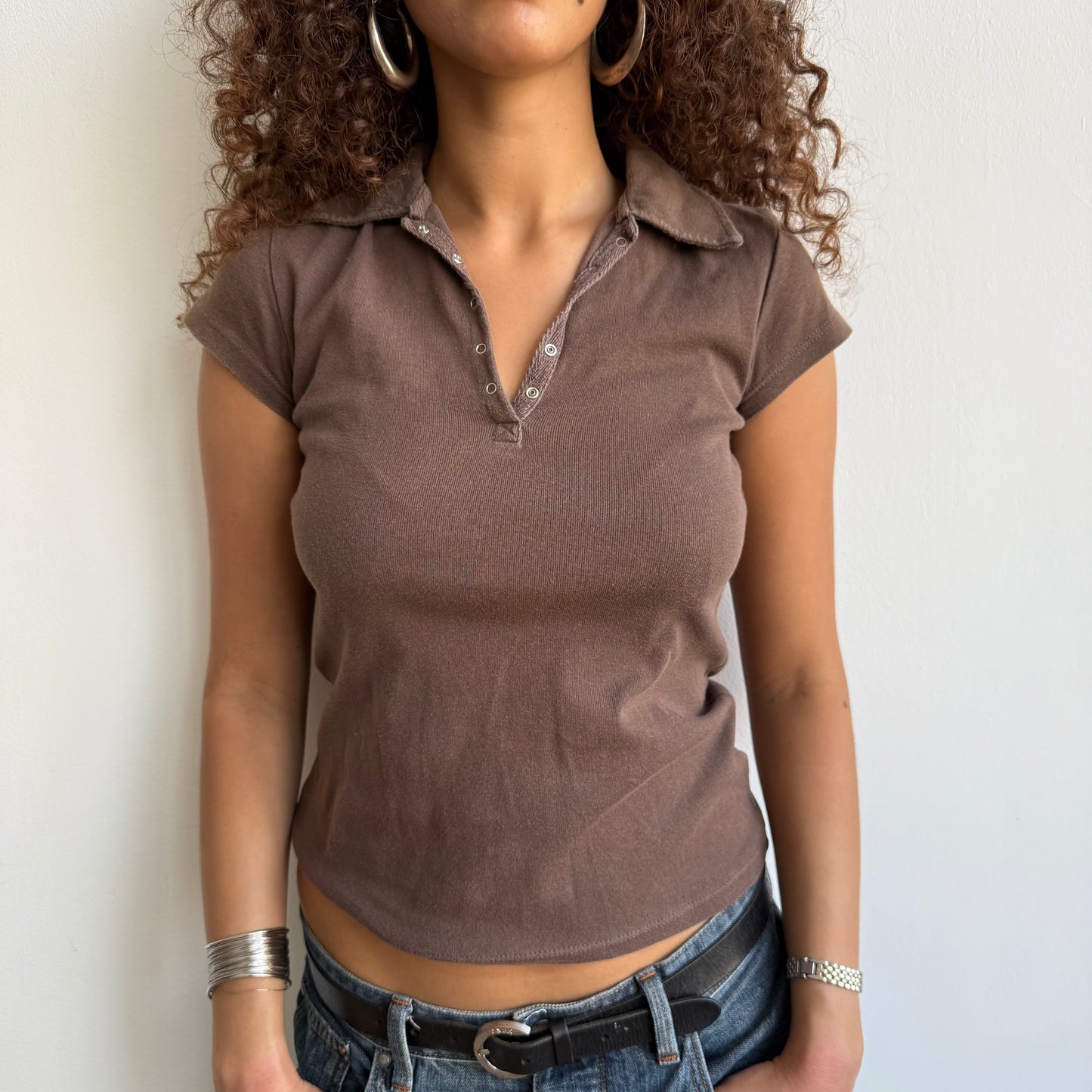 Brown polo top - Size S/M