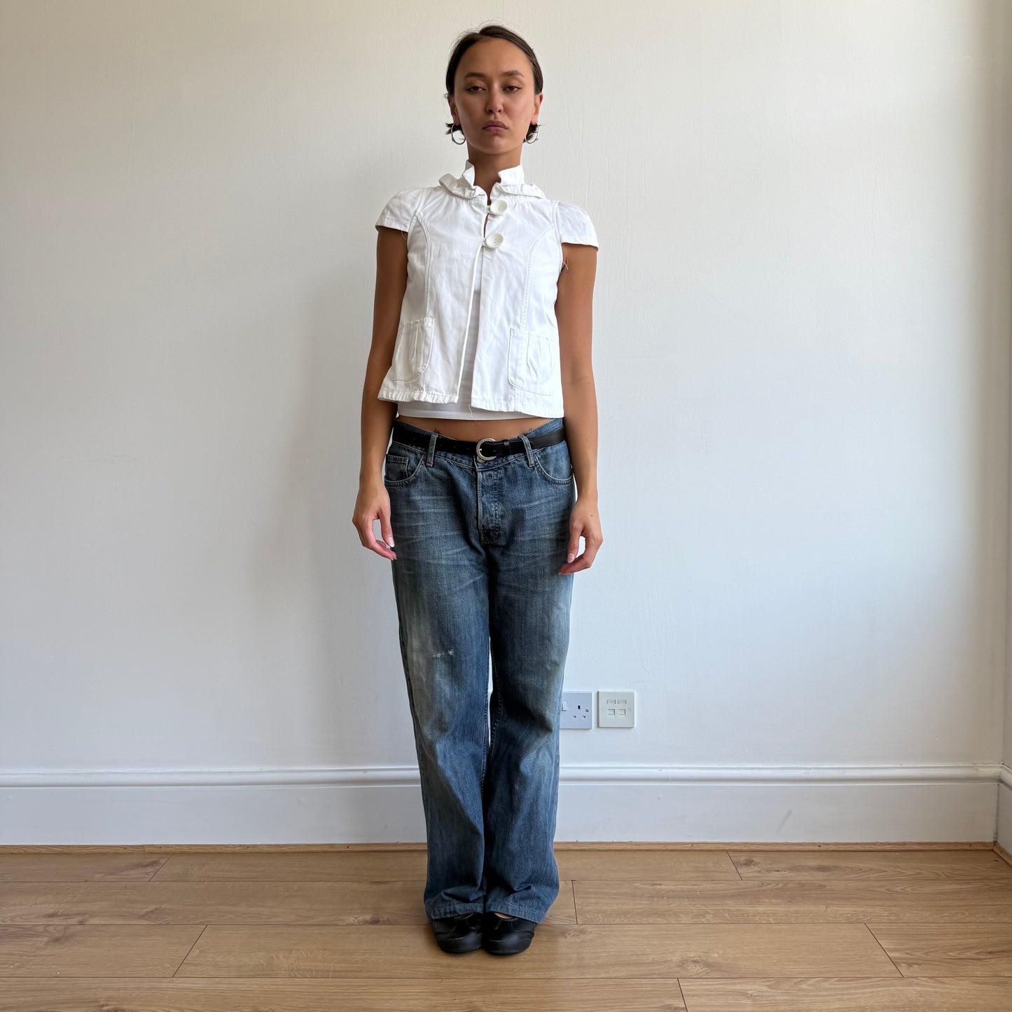 White short sleeve peacoat - Size S
