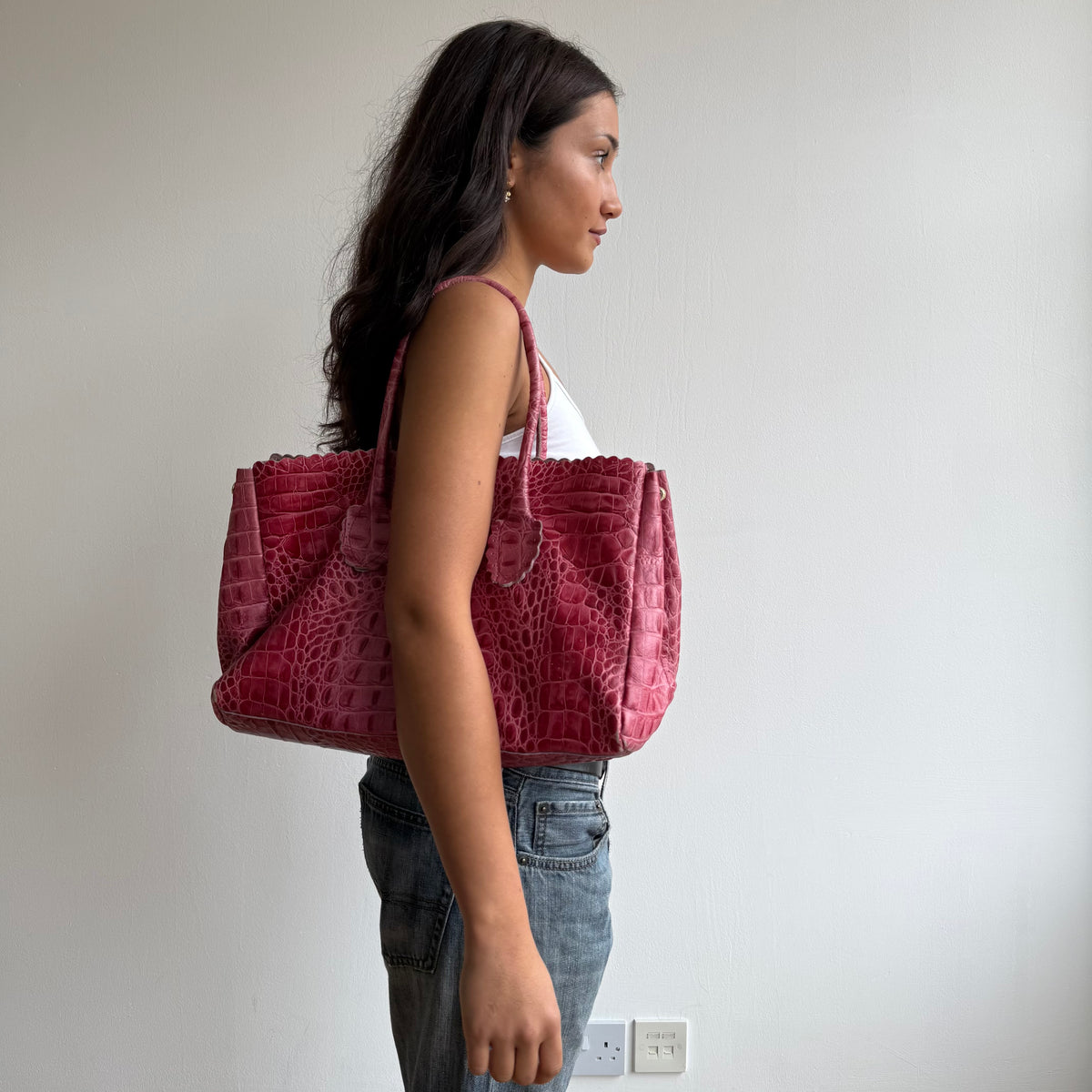 Pink leather snakeskin Furla bag - One Size