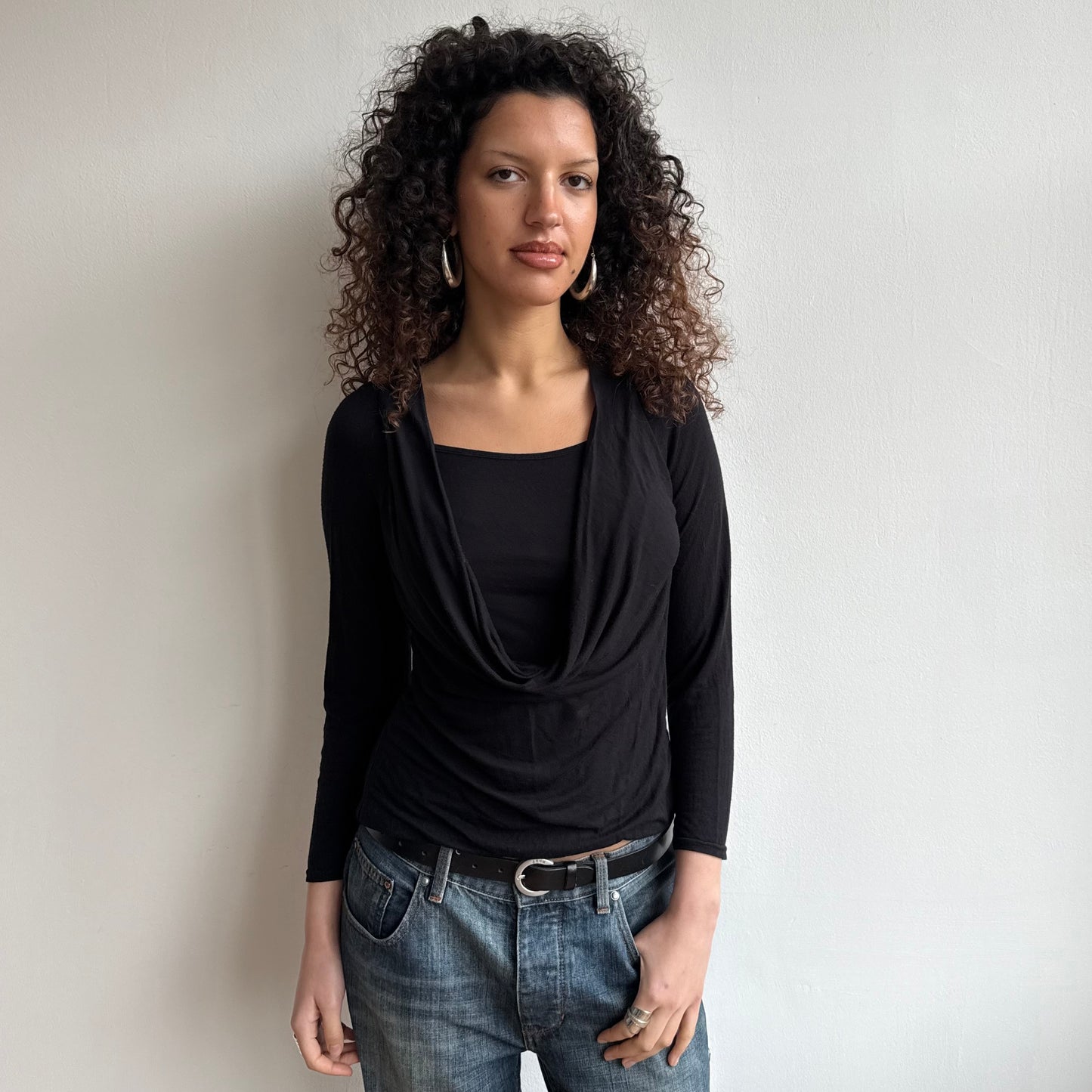 Black double layer keyhole top - Size S