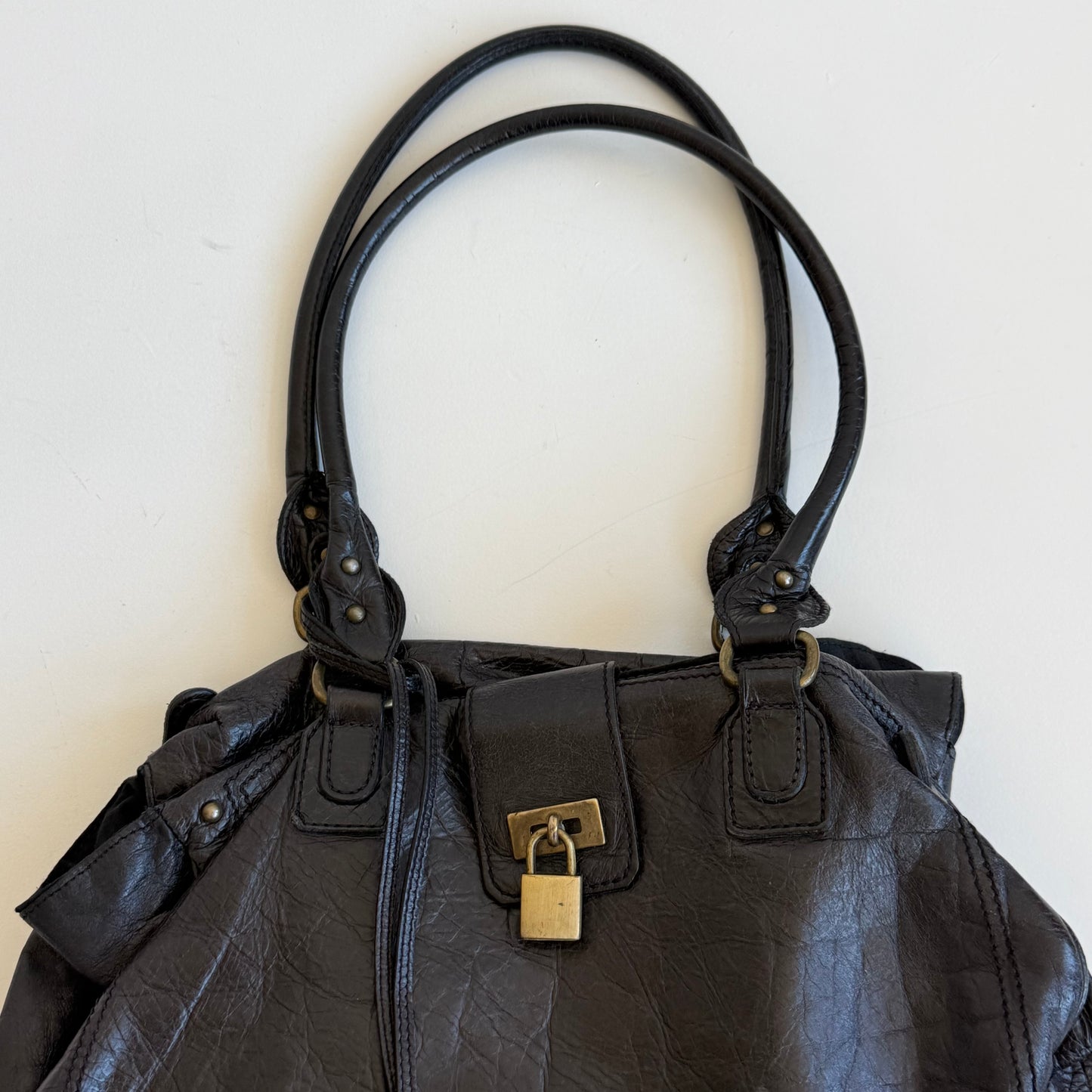 Black leather padlock bag - One Size