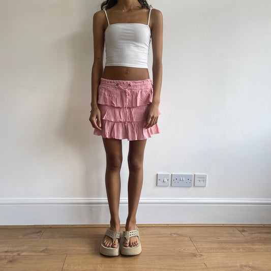 Pink ruffle rara mini skirt - Size XS