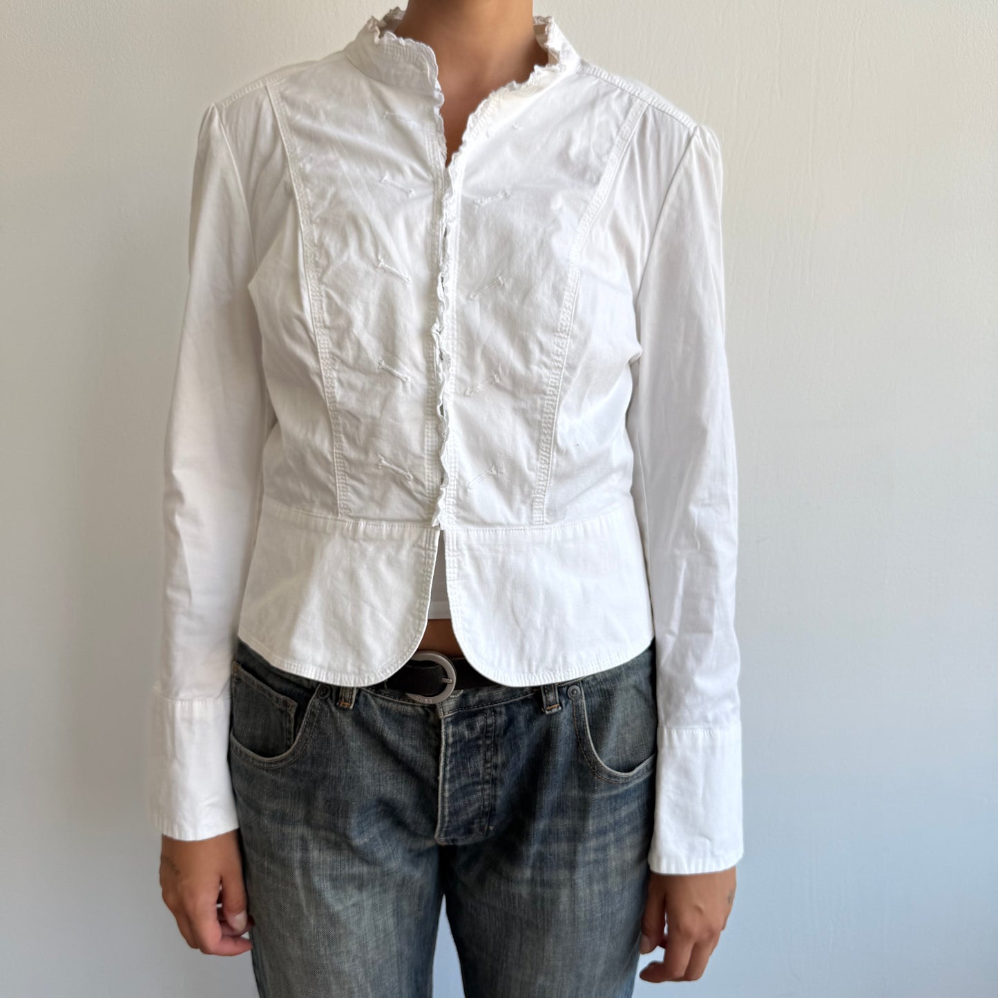 White ruffle military jacket - Size S/M