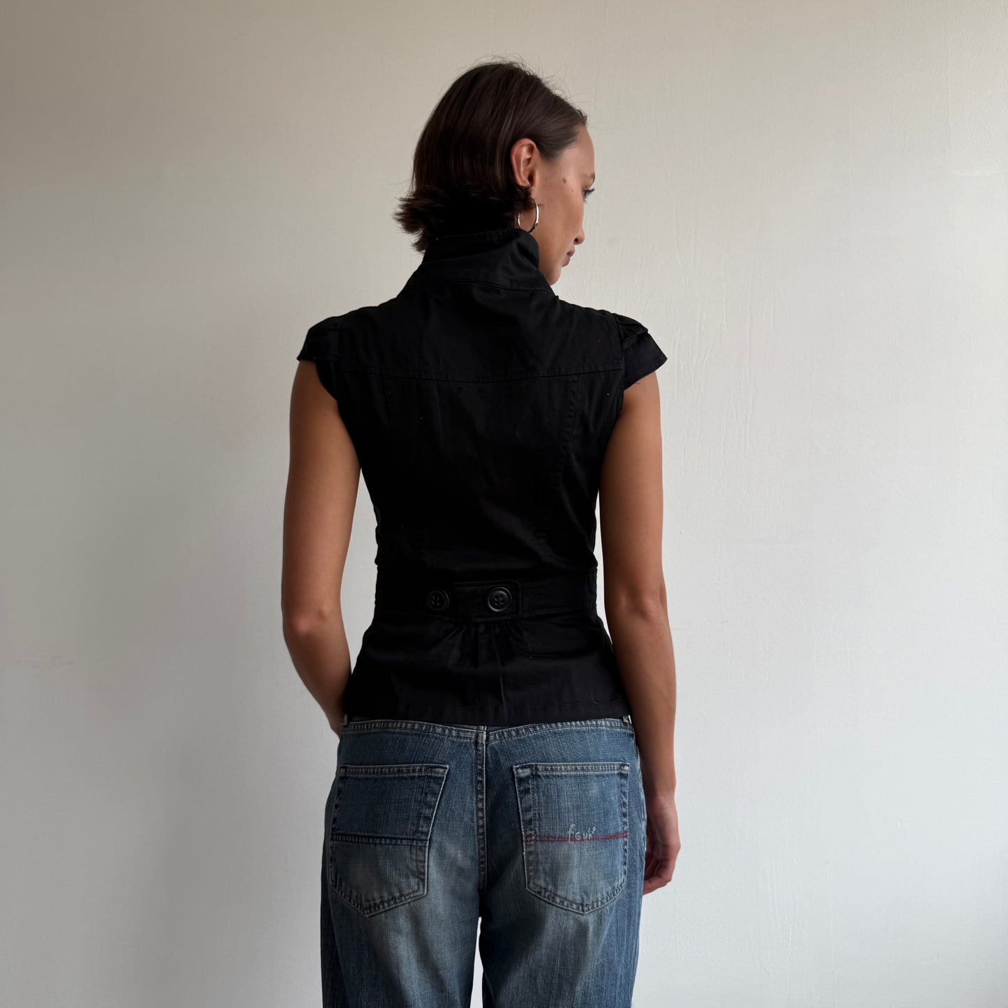 Short sleeve black peacoat - Size S