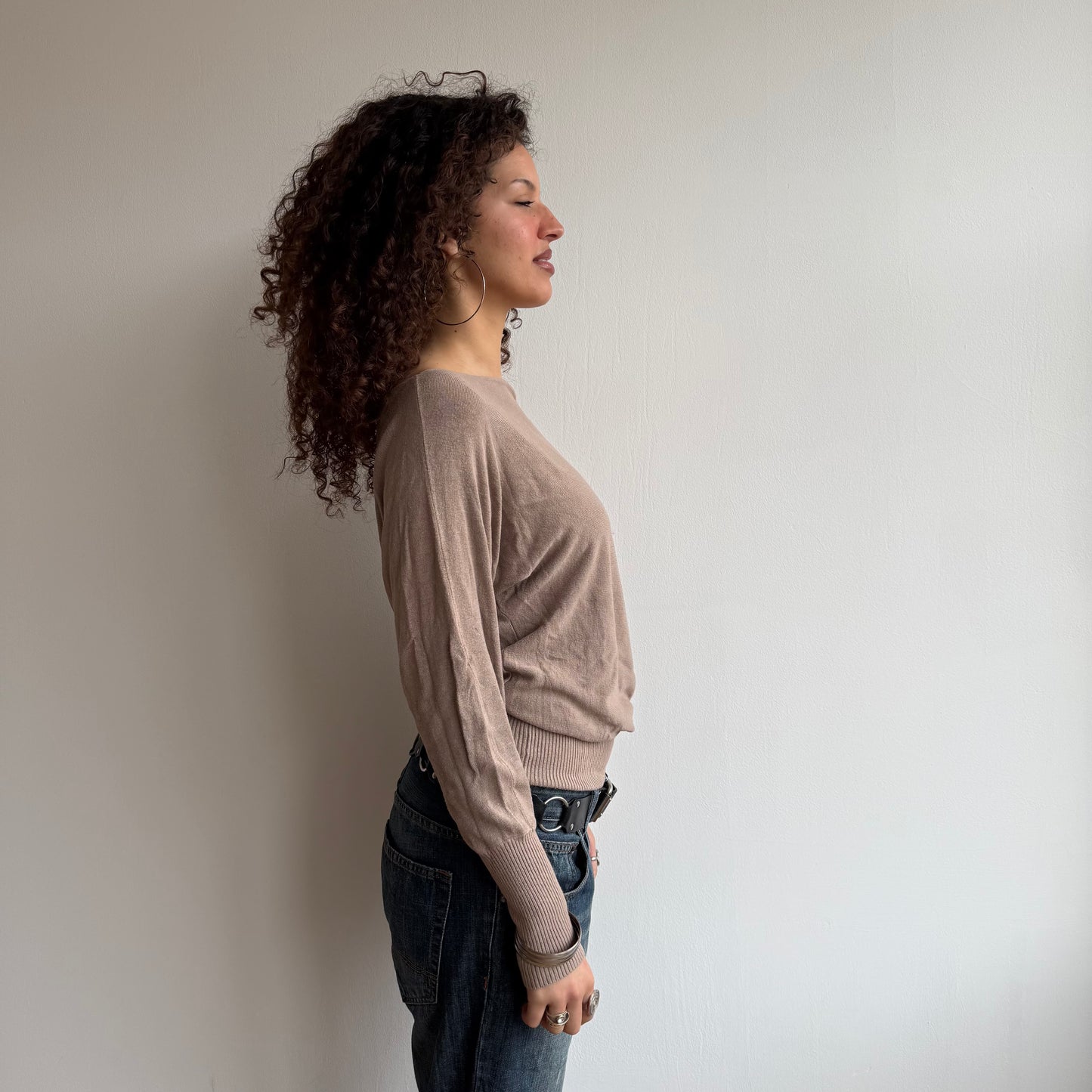 Beige slouchy knit jumper - Size M