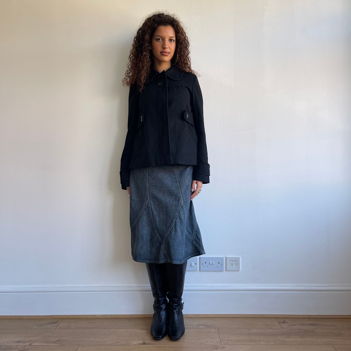 Black wool peacoat - Size S