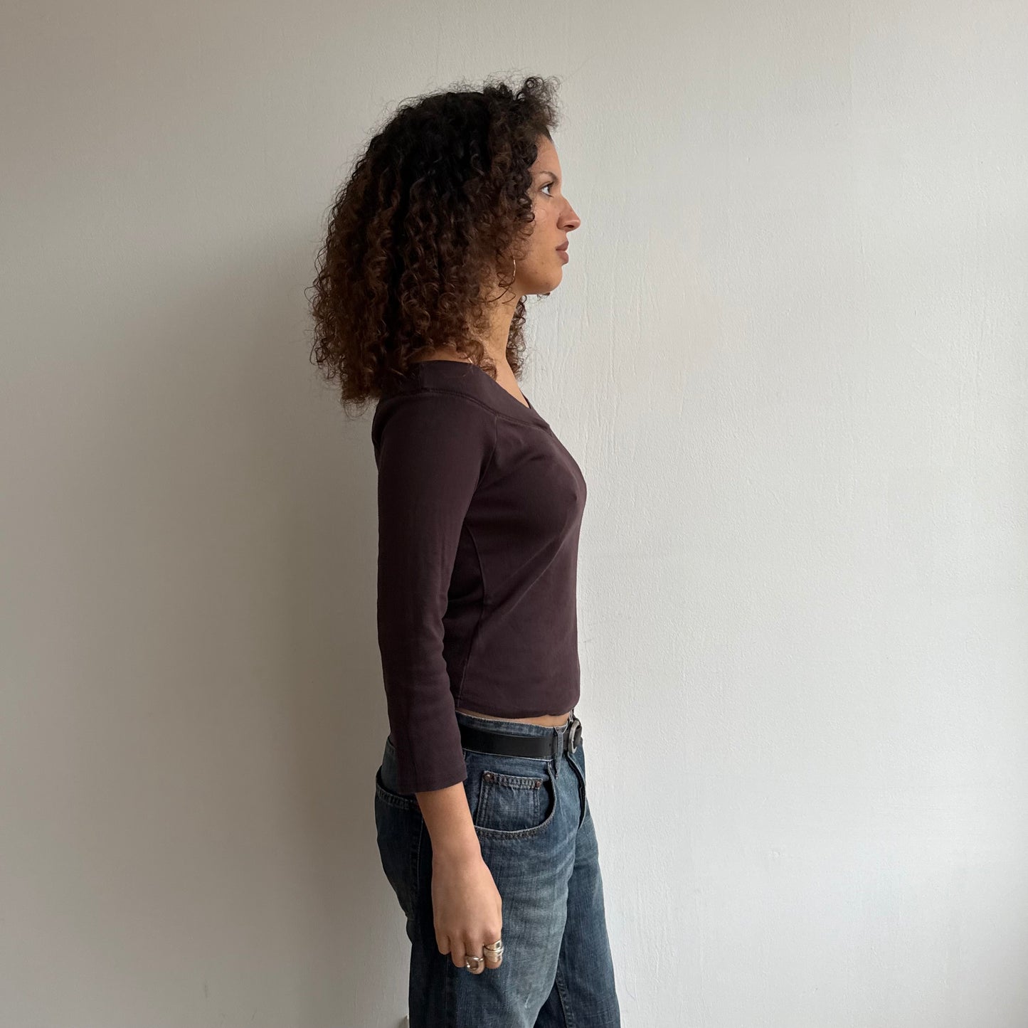 Brown 3/4 sleeve top - Size M