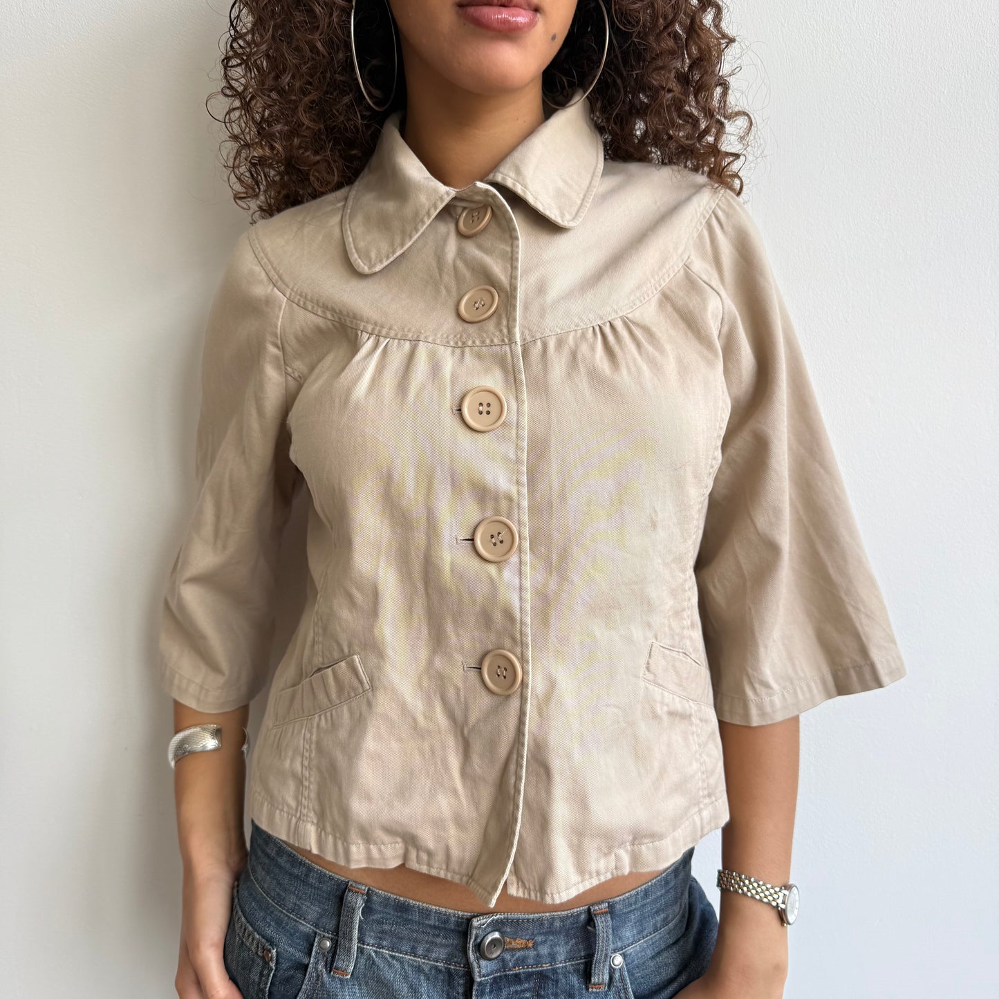 Beige 3/4 sleeve peacoat - Size S