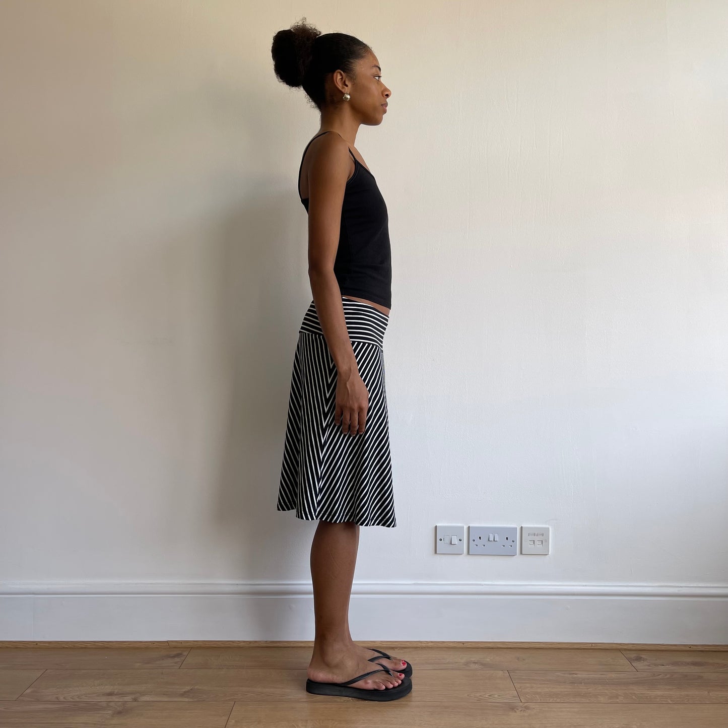 Black striped midi skirt - Size S