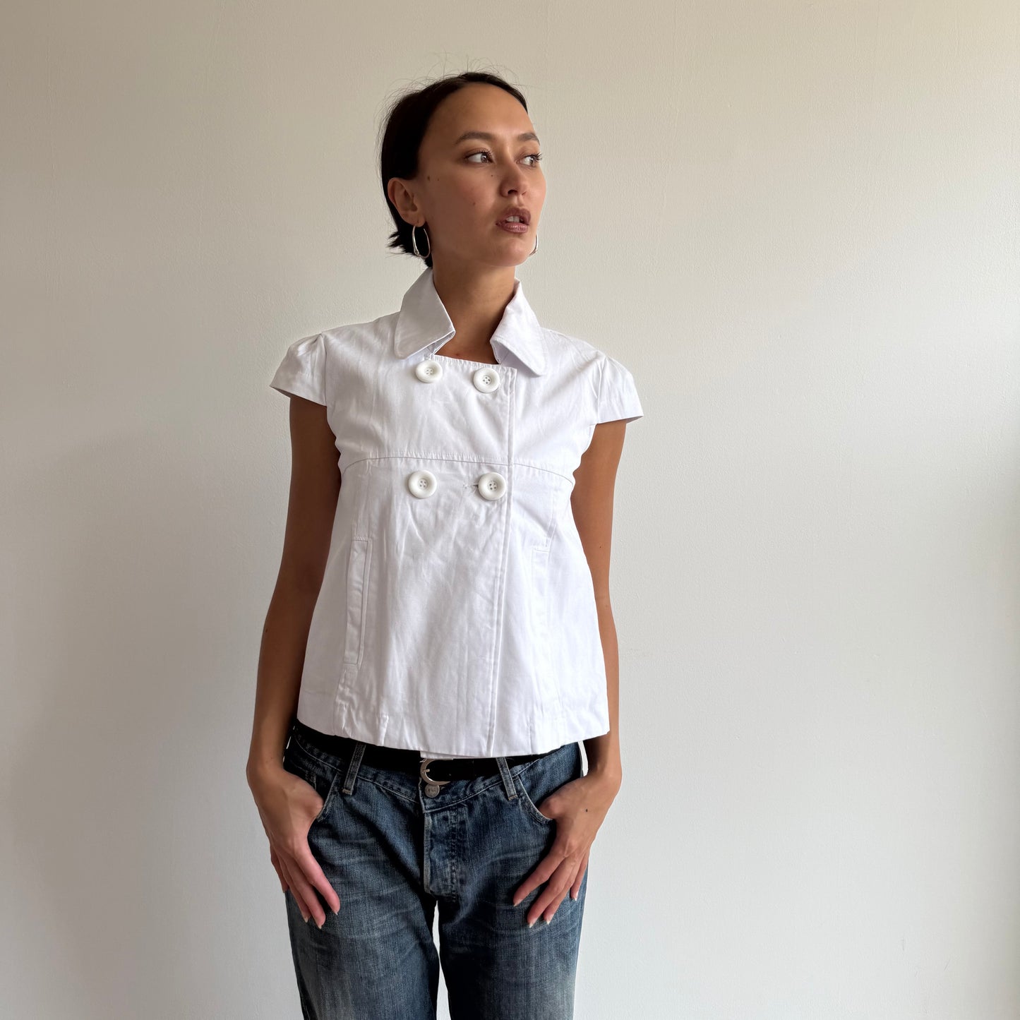 White short sleeve peacoat - Size S
