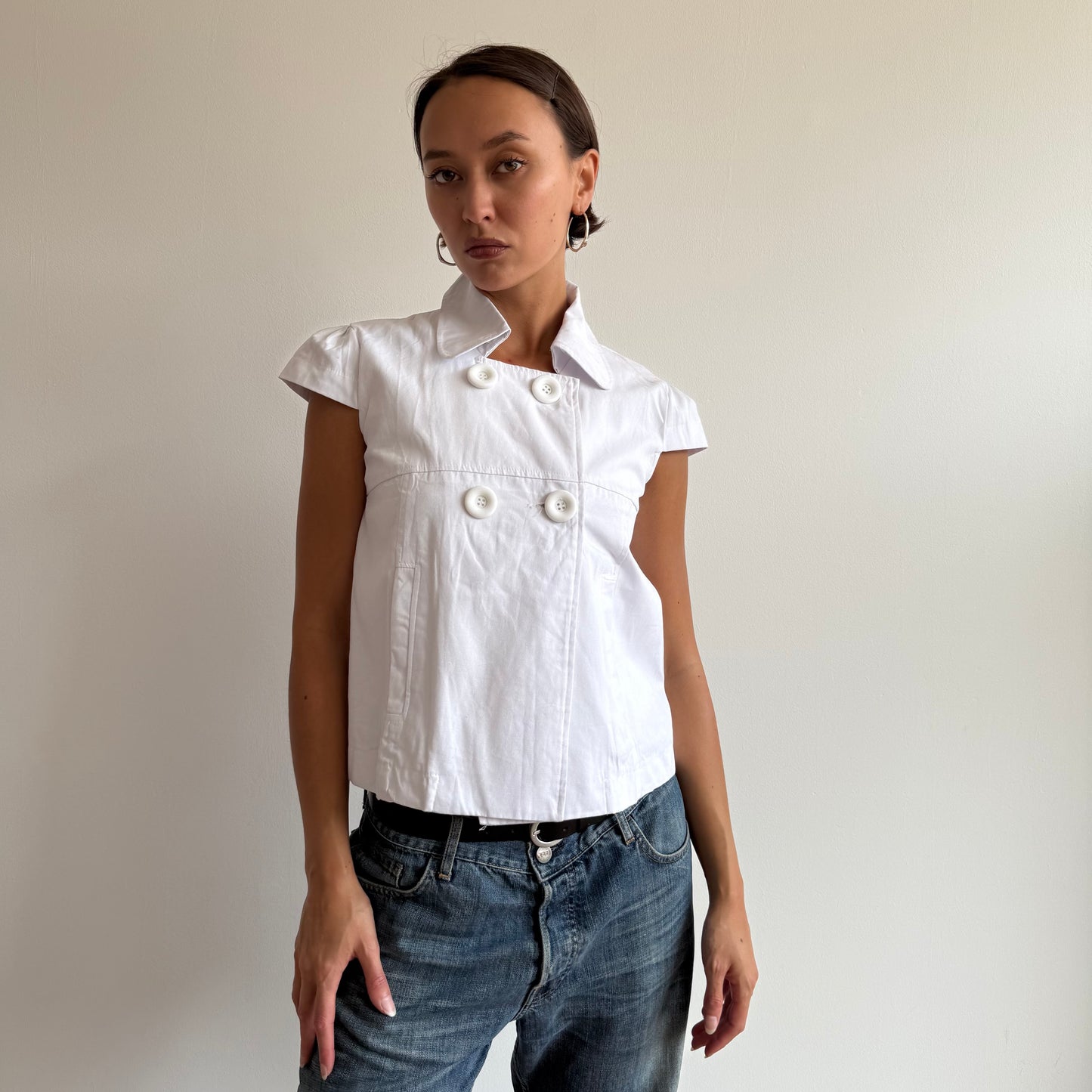White short sleeve peacoat - Size S