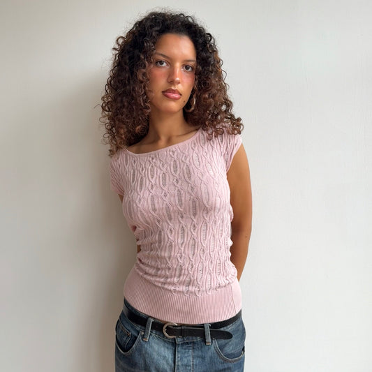 Pink bardot button knit - Size S