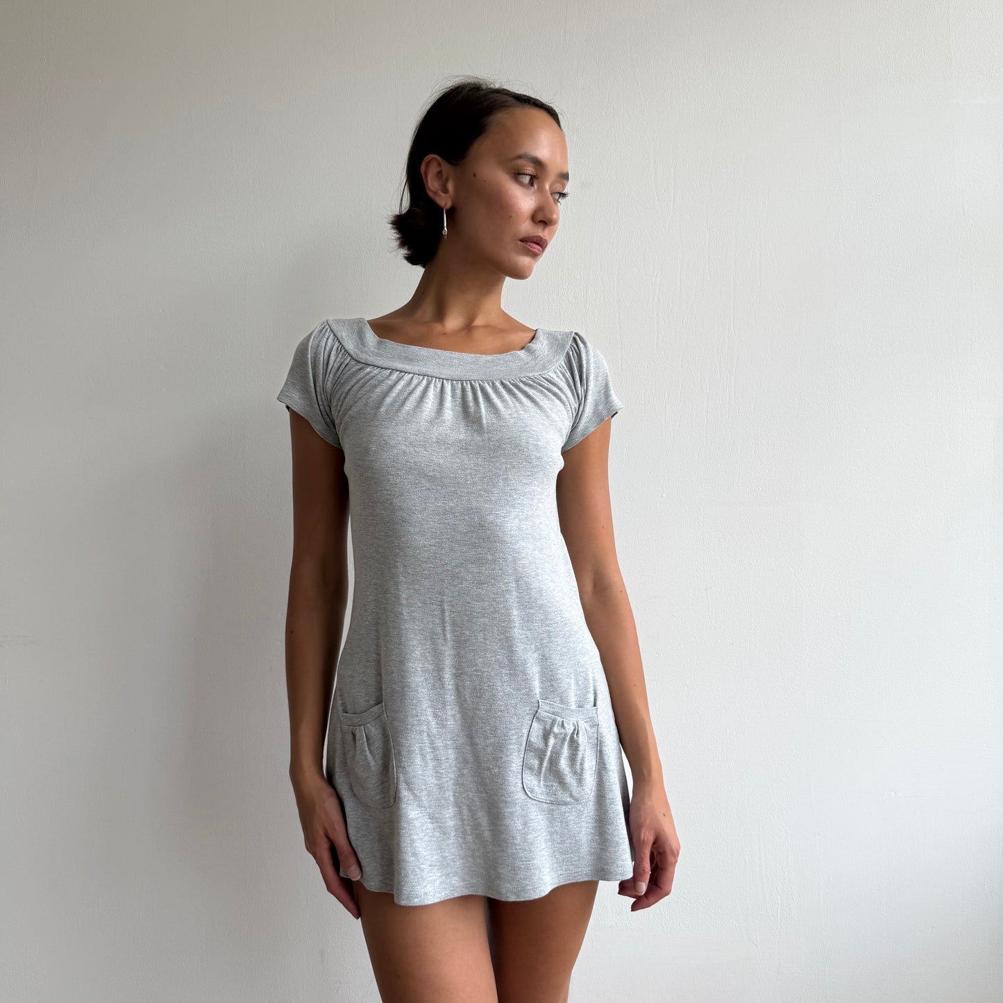 Grey pocket front mini dress - Size S