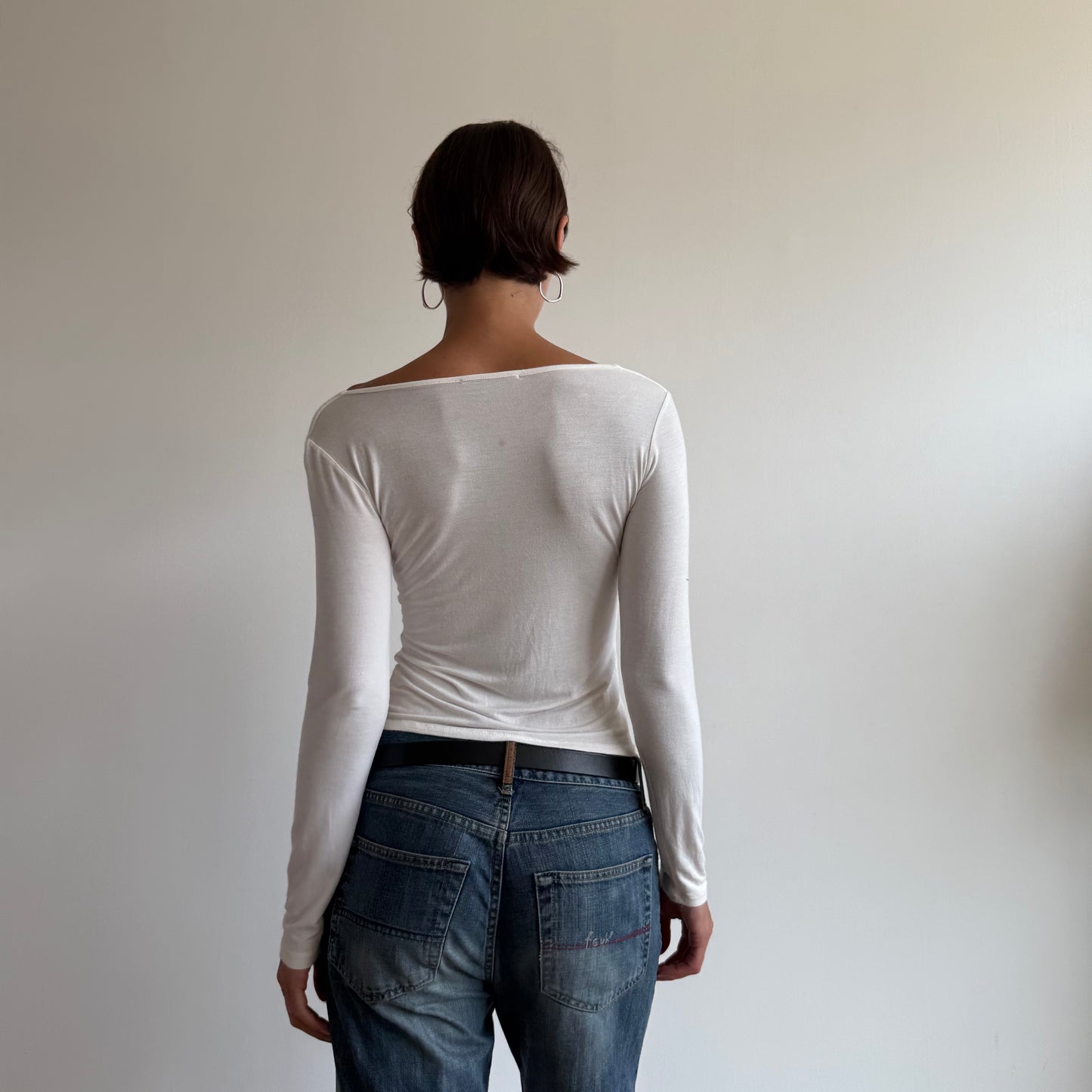 White long sleeve milkmaid top - Size S