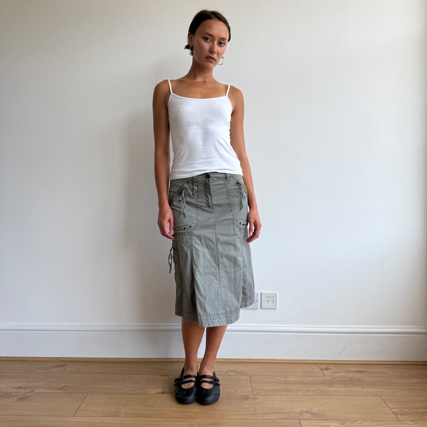 Khaki cargo midi skirt - Size S