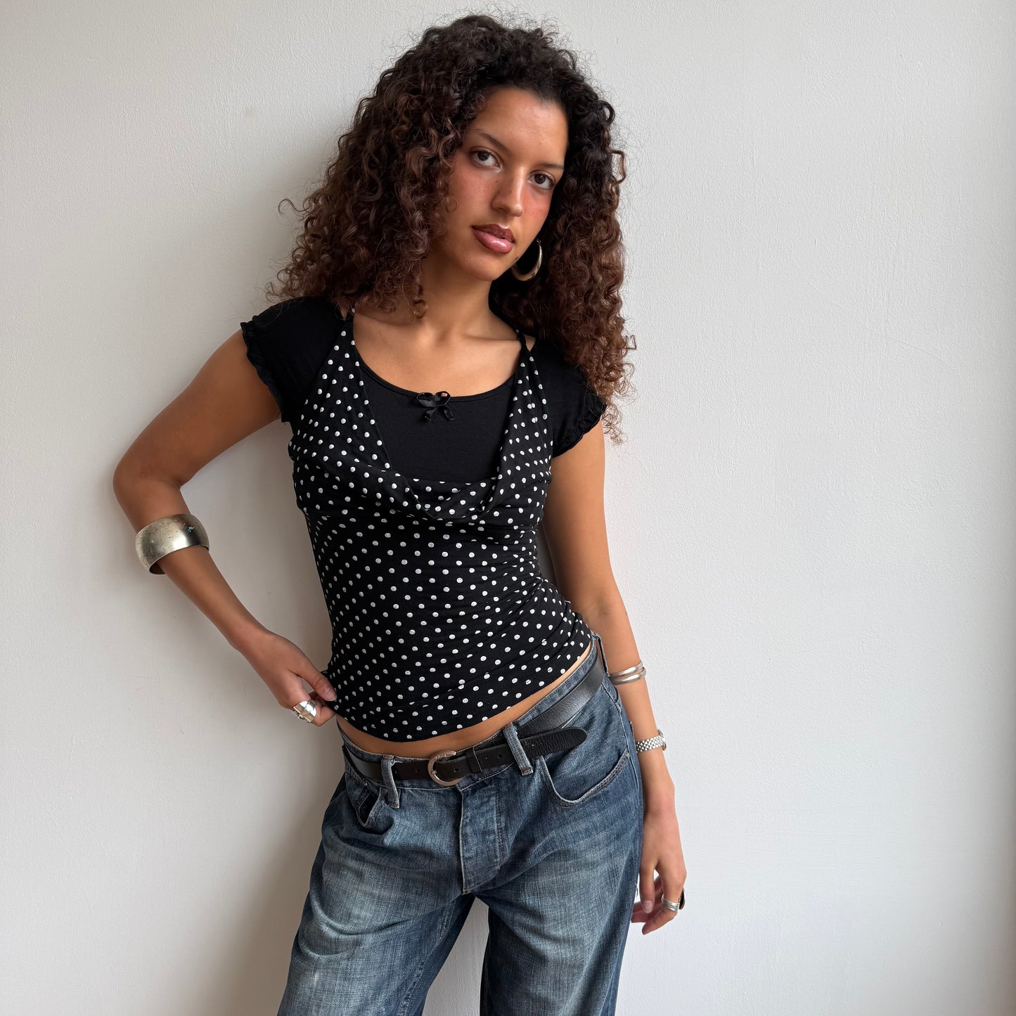 Polka dot cowl neck top - Size S