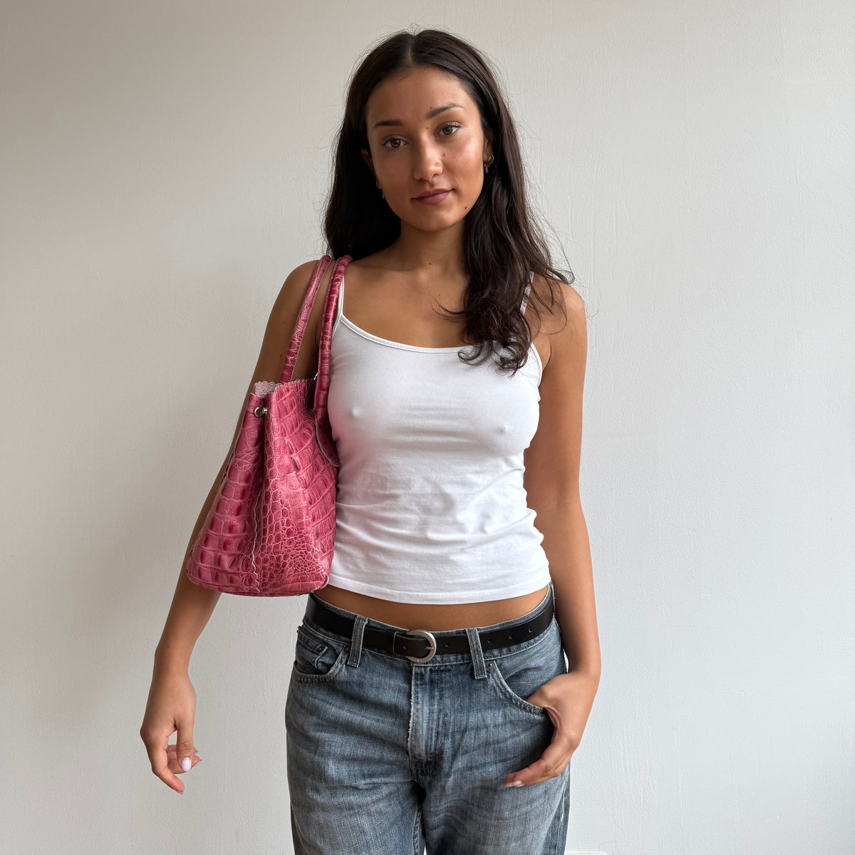 Pink leather snakeskin Furla bag - One Size