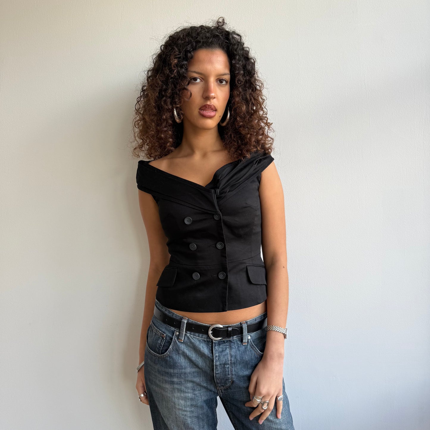 Black waistcoat top - Size XS/S