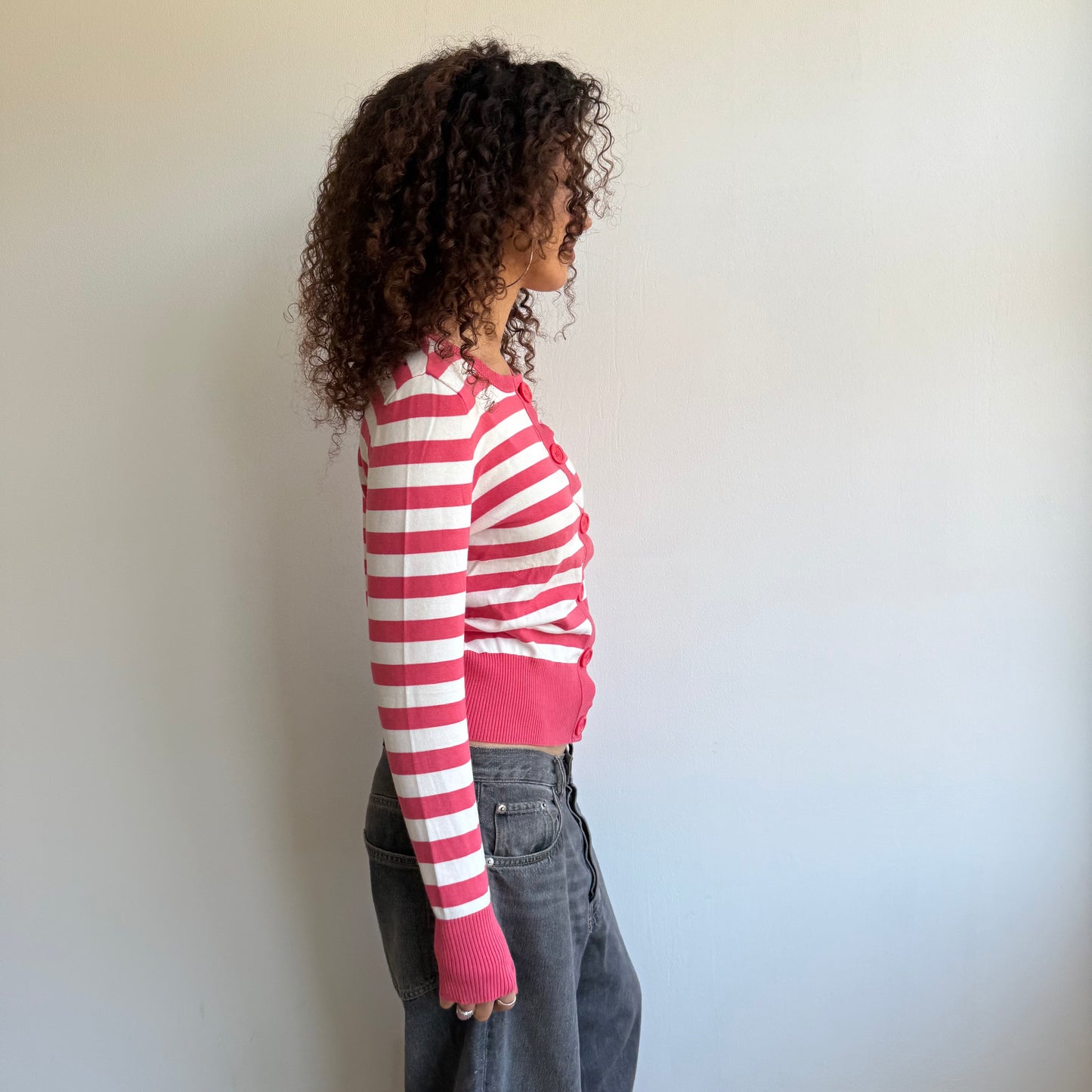Pink striped cardigan - Size M