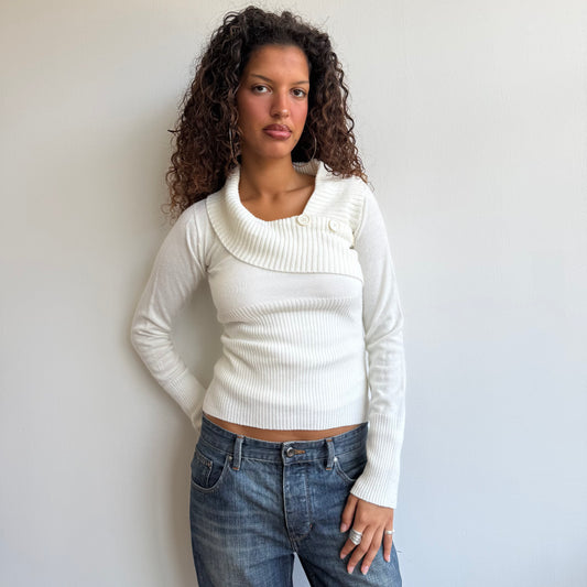White button neck knit - Size S