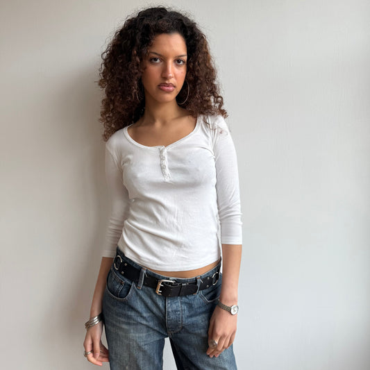 White 3/4 sleeve top - Size S