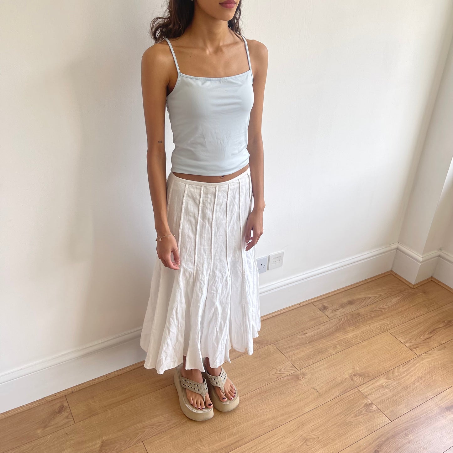 Thick white pleated skirt - Size M