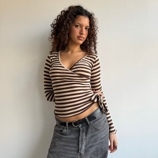 Brown stripe long sleeve - Size S