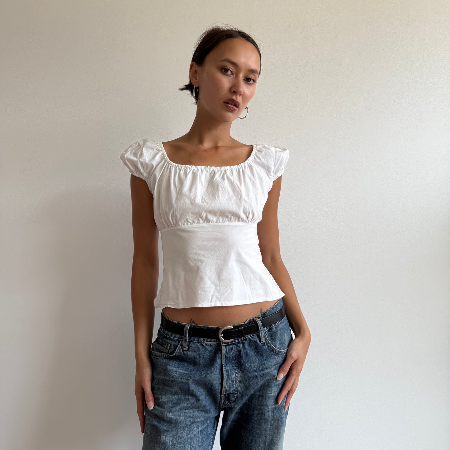White backless milkmaid top - Size S/M