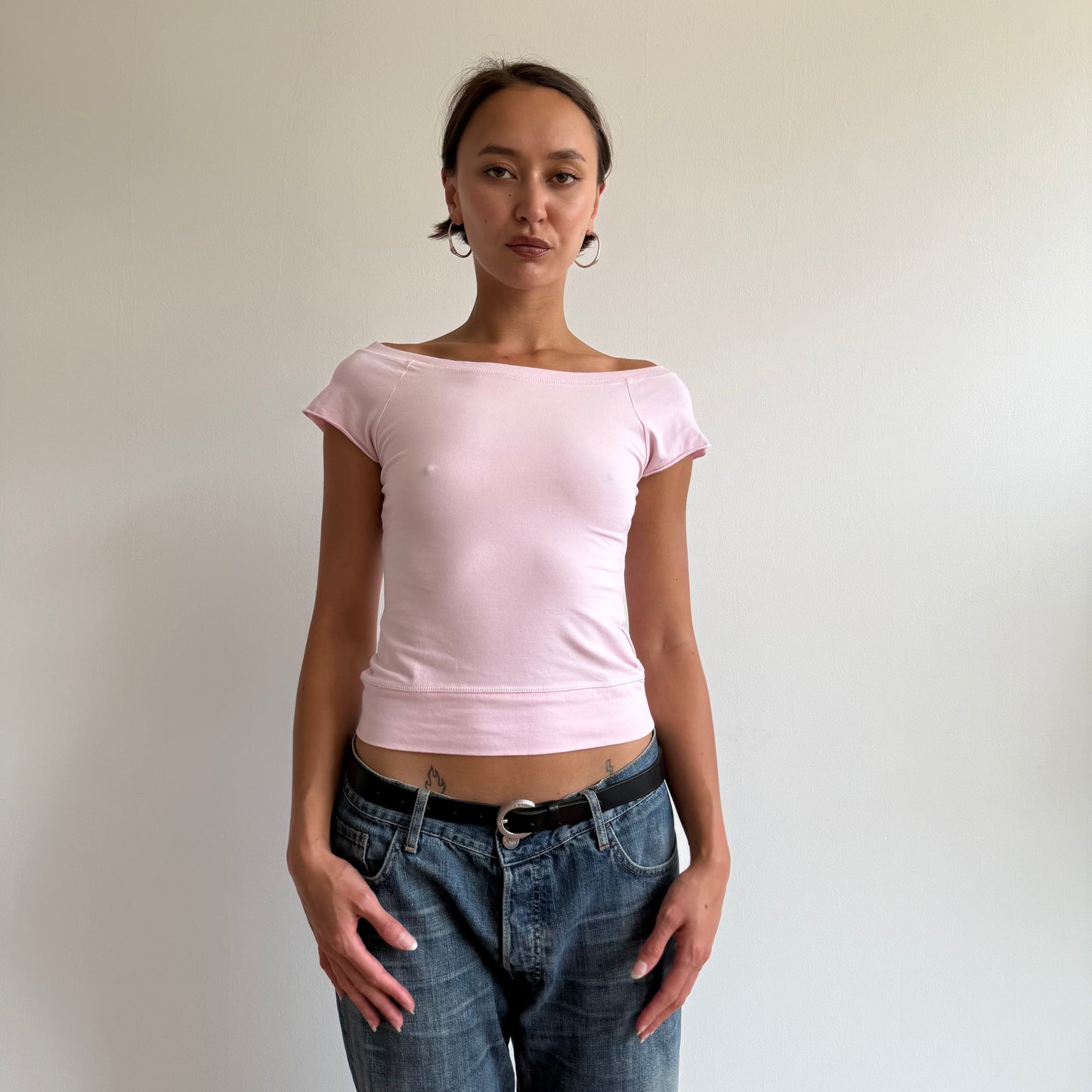 Baby pink Bardot top - Size S