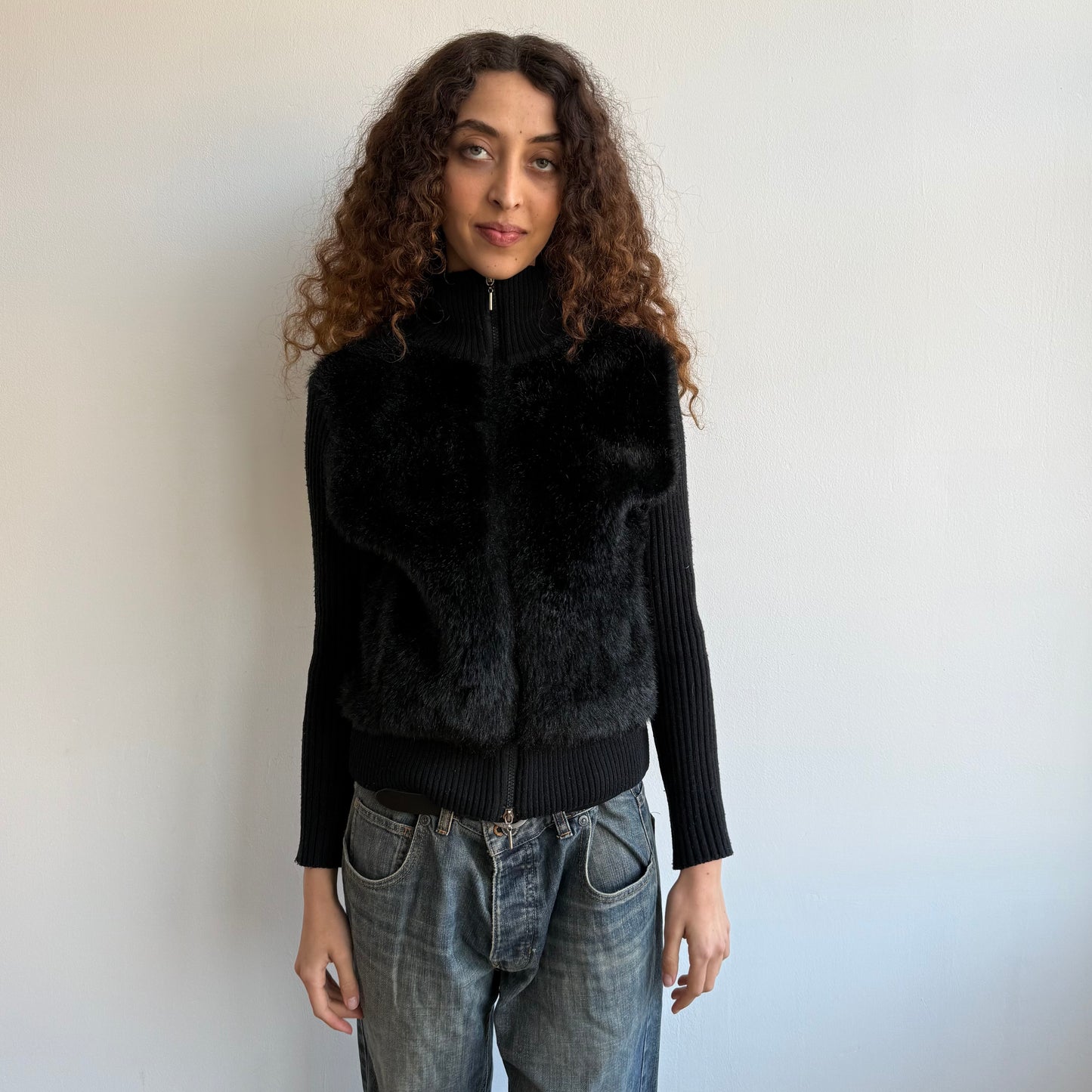 Double zip fur gilet jumper - Size S