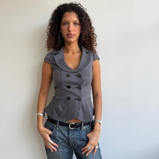 Plaid waistcoat peacoat - Size S