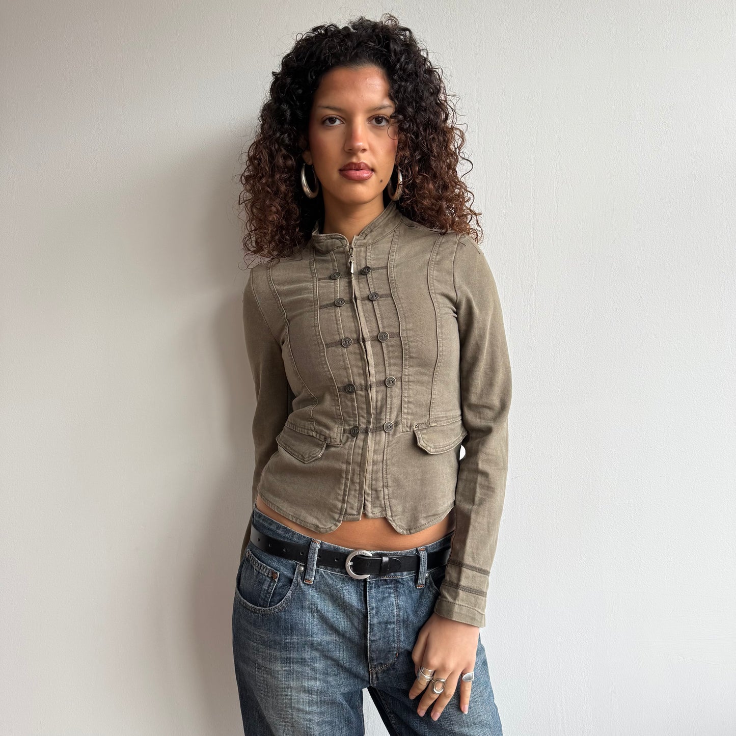 Khaki military jacket - Size XS, XS/S + S