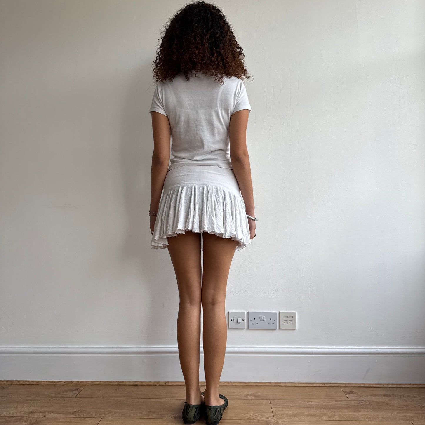 White ruffle mini skirt - Size S